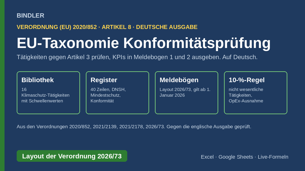 EU-Taxonomie Konformitätsprüfung und Artikel-8-KPI-Arbeitsmappe cover